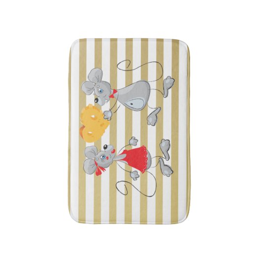 Cute Quirky Whimsical Mouses-Stripes Badmat (Voorkant Verticaal)