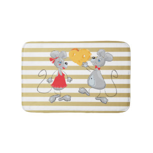 Cute Quirky Whimsical Mouses-Stripes Badmat