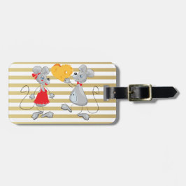 Cute Quirky Whimsical Mouses-Stripes Bagagelabel