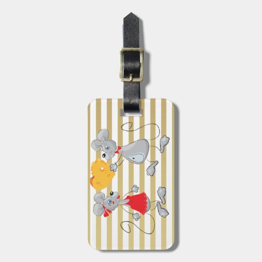 Cute Quirky Whimsical Mouses-Stripes Bagagelabel (Voorkant verticaal)