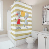 Cute Quirky Whimsical Mouses-Stripes Douchegordijn (In situ)