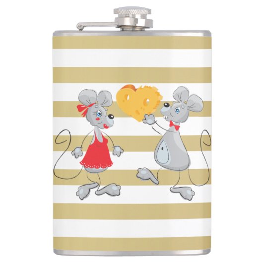 Cute Quirky Whimsical Mouses-Stripes Heupfles (Voorkant)