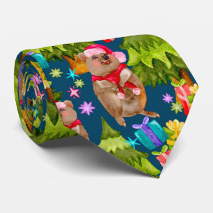 Cute Quokka Blue Kerstmis Stropdas