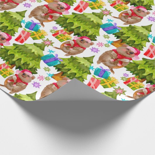 Cute Quokka Kerstmis Cadeaupapier (Hoek)