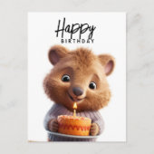 Cute quokka met verjaardagstaart briefkaart (Voorkant)