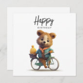 Cute quokka op een fiets, Happy Birthday (Voorkant / Achterkant)