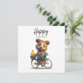 Cute quokka op een fiets, Happy Birthday (Staand voorkant)