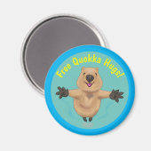 Cute quokka springende cartoon magneet (Voorkant / Achterkant)