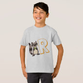 Cute R voor Raccoon - Kinder Engels ABCD Alphabet T-shirt (Voorkant volledig)