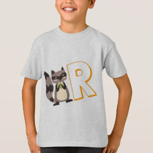 Cute R voor Raccoon - Kinder Engels ABCD Alphabet T-shirt