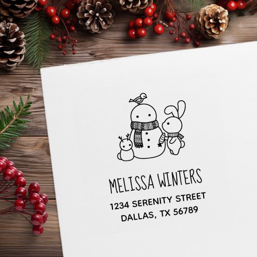 Cute Rabbit Advertentie Carrot toevoegen aan Snowm Rubberstempel