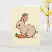 Cute Rabbit And Carrot Art Card Kaart (Gele Bloem)