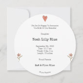 Cute Rabbit Animal Baby Girl Announcement Card Kaart (Achterkant)