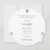 Cute Rabbit Animal Baby Girl Announcement Card Kaart (Achterkant)