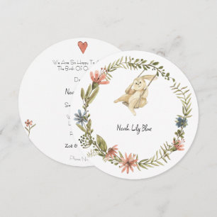 Cute Rabbit Animal Baby Girl Announcement Card Kaart