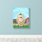 Cute Rabbit Animal Parade Canvas Afdruk (Insitu (Houten vloer))