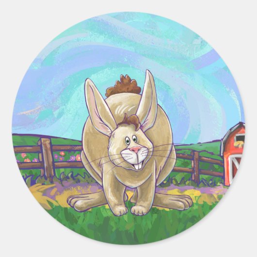 Cute Rabbit Animal Parade Ronde Sticker (Voorkant)