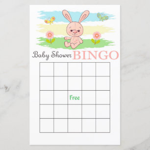 Cute rabbit baby shower bingo