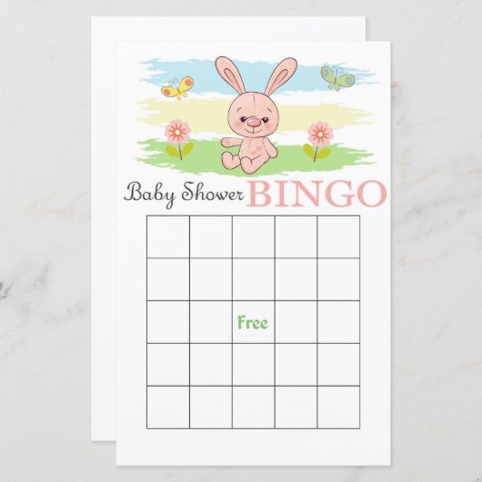 Cute rabbit baby shower bingo (Voorkant / Achterkant)
