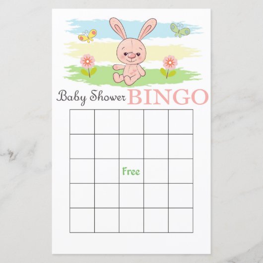 Cute rabbit baby shower bingo (Voorkant)