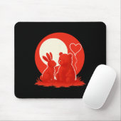 Cute Rabbit Bear Couple Valentine's Day Lovers Muismat (Met muis)