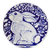 Cute Rabbit Blue White Woodland Animal Dedham   Keramische Knop (Voorkant)