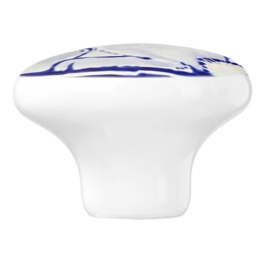 Cute Rabbit Blue White Woodland Animal Dedham   Keramische Knop (Zijkant)