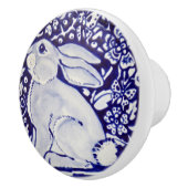 Cute Rabbit Blue White Woodland Animal Dedham Keramische Knop (Rechts)