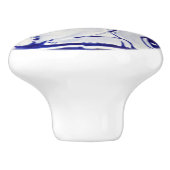 Cute Rabbit Blue White Woodland Animal Dedham  Keramische Knop (Zijkant)