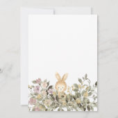 Cute Rabbit Botanical Ribbon Baby shower Kaart (Achterkant)
