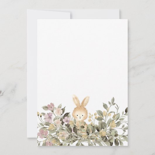 Cute Rabbit Botanical Ribbon Baby shower Kaart (Achterkant)