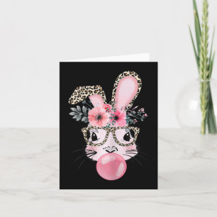 Cute Rabbit Bubble Gum Easter Day Bunny Leopard Gl Kaart