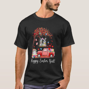 Cute Rabbit Bunnies Red Truck Egg Happy Ea T-shirt