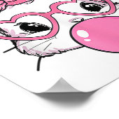 Cute Rabbit Bunny Blowble Gum Paasdag Poster (Hoek)