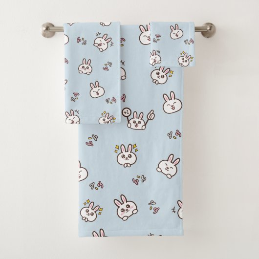 Cute rabbit bunny emoticons blue bad handdoek (Insitu)