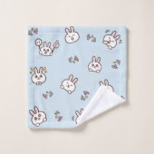 Cute rabbit bunny emoticons blue bad handdoek (Wasdoekje)