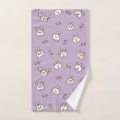 Cute rabbit bunny emoticons paars bad handdoek (Handdoek)