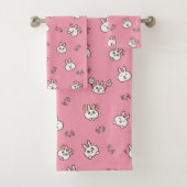 Cute rabbit bunny emoticons Pink Bad Handdoek (Insitu)