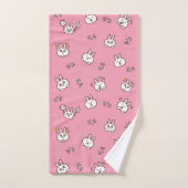 Cute rabbit bunny emoticons Pink Bad Handdoek (Handdoek)