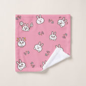 Cute rabbit bunny emoticons Pink Bad Handdoek (Wasdoekje)