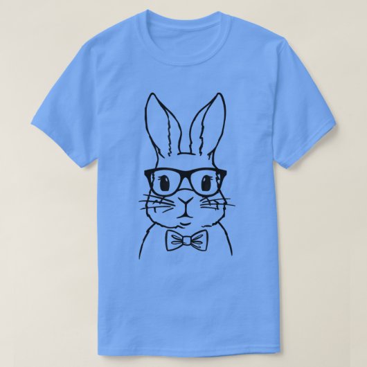 Cute Rabbit Bunny Face Glasses Bow Stropdas Happy  T-shirt (Design voorkant)