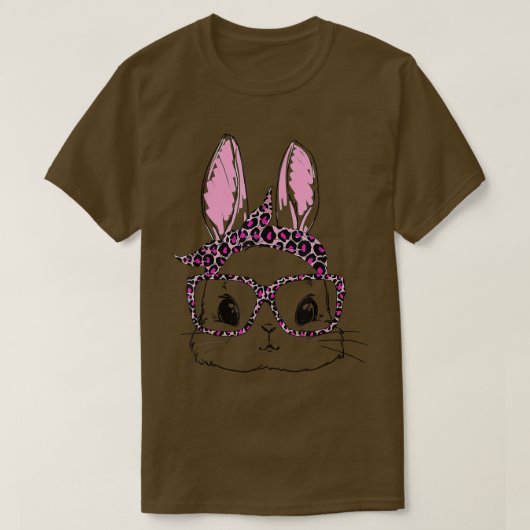 Cute Rabbit Bunny Face Leopard Glasses Headband Ea T-shirt (Design voorkant)
