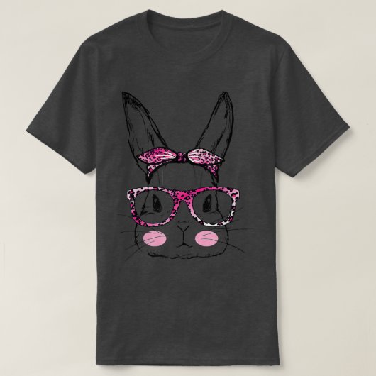 Cute Rabbit Bunny Face Leopard Glasses Headband Ea T-shirt (Design voorkant)