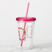 Cute Rabbit Bunny Floral-citaat Acryl Drinkbeker (Achterkant)