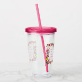 Cute Rabbit Bunny Floral-citaat Acryl Drinkbeker (Links)