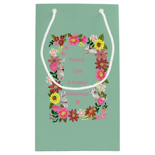 Cute Rabbit Bunny Floral-kreupelaar Klein Cadeauzakje (Achterkant)