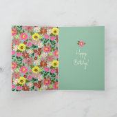 Cute Rabbit Bunny Floral verjaardagskaart Kaart (Binnen)