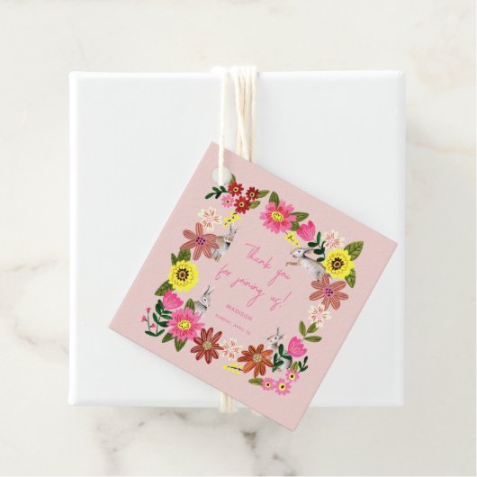 Cute Rabbit Bunny Girl Baby shower Invitation Bedankjes Labels (In situ)