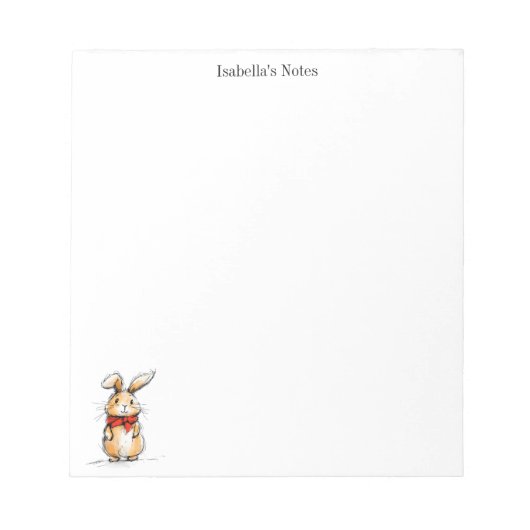 Cute Rabbit Bunny Illustration Personalized Notitieblok (Voorkant)