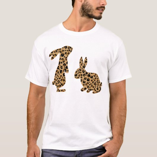 Cute rabbit bunny leopard easter T-Shirt (Voorkant)